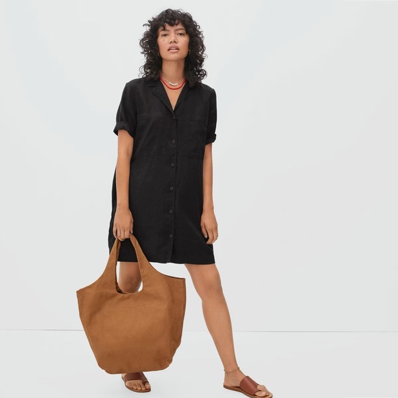 🖤EVERLANE THE LINEN WORKWEAR DRESS IN BLACK XS S XL - Picture 1 of 7